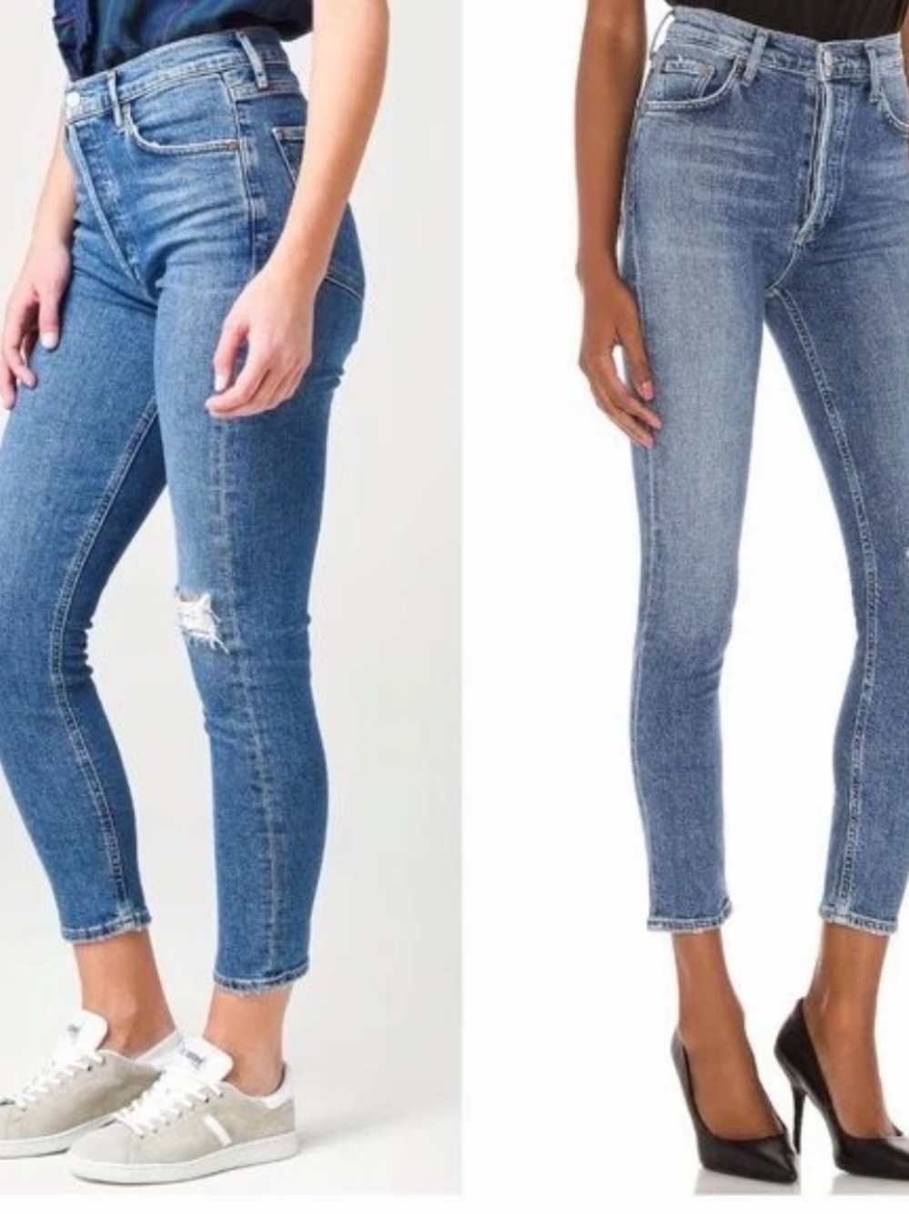 Agolde Nico High-Rise Slim Fit Jeans Distressed Medium Wash Button Fly Womens 29